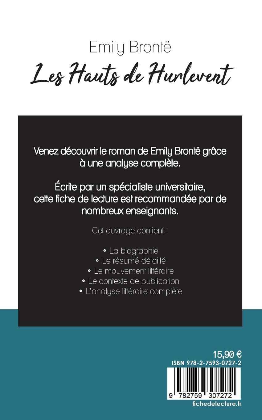 Rückseitencover Les Hauts de Hurlevent de Emily Brontë (fiche de lecture et analyse complète de l'oeuvre)