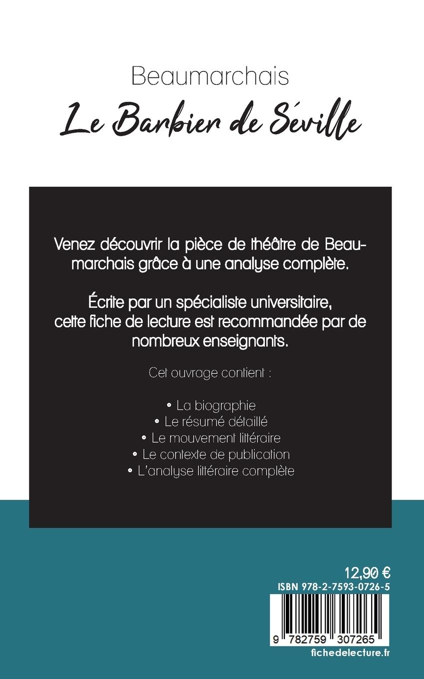 Rückseitencover Le Mariage de Figaro de Beaumarchais (fiche de lecture et analyse complète de l'oeuvre)