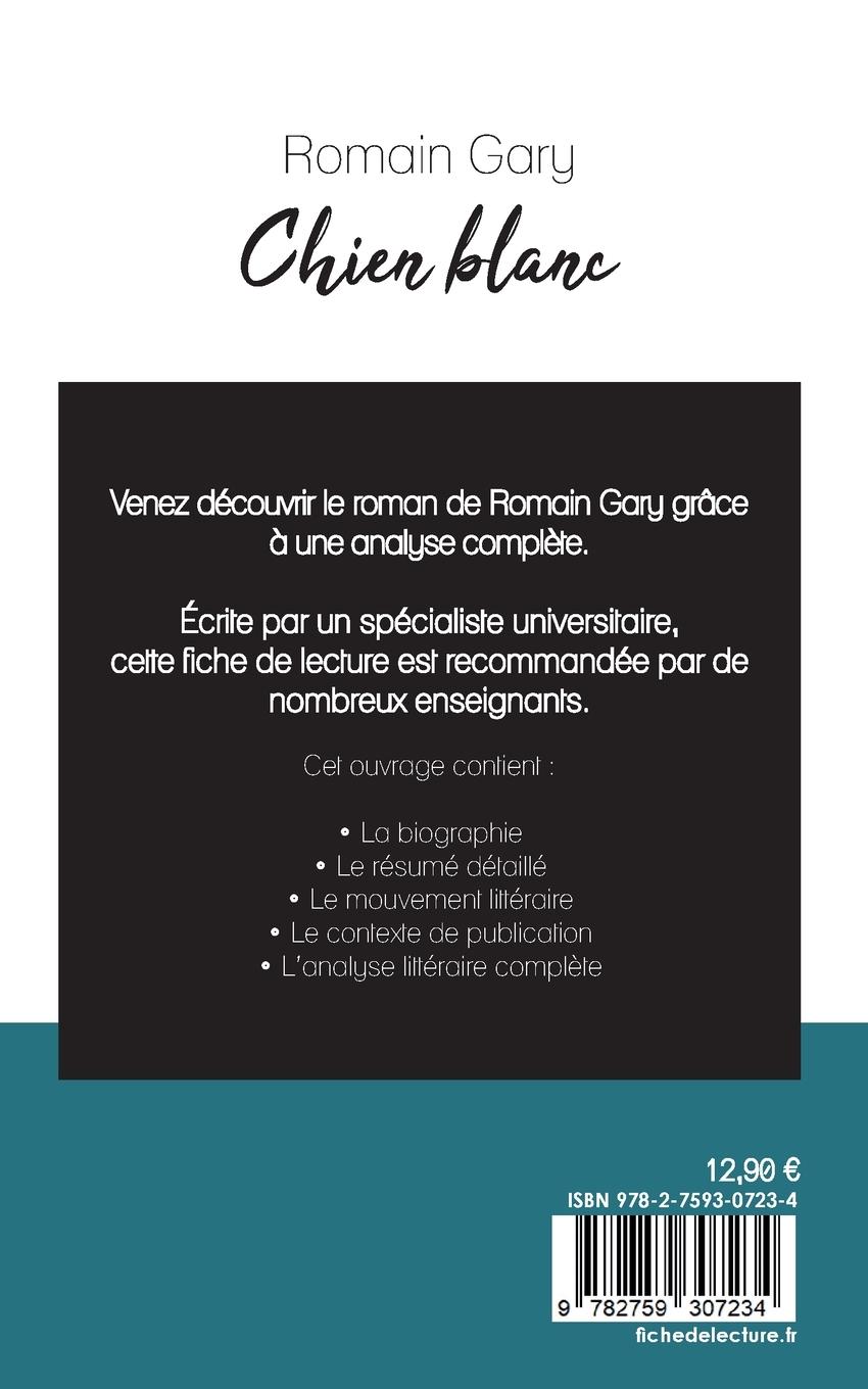 Rückseitencover Chien blanc de Romain Gary (fiche de lecture et analyse complète de l'oeuvre)
