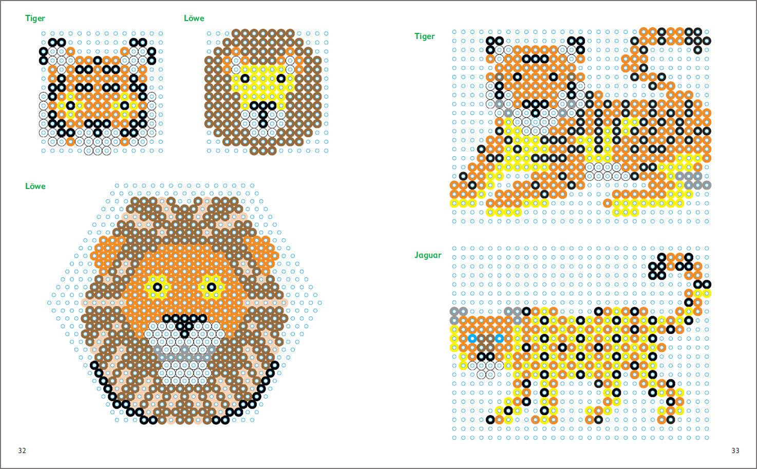 Beispielinhalt (Bild) Mein buntes Vorlagenbuch: Bügelperlen-Tiere. Über 150 Motive. Von Alpaka bis Zebra