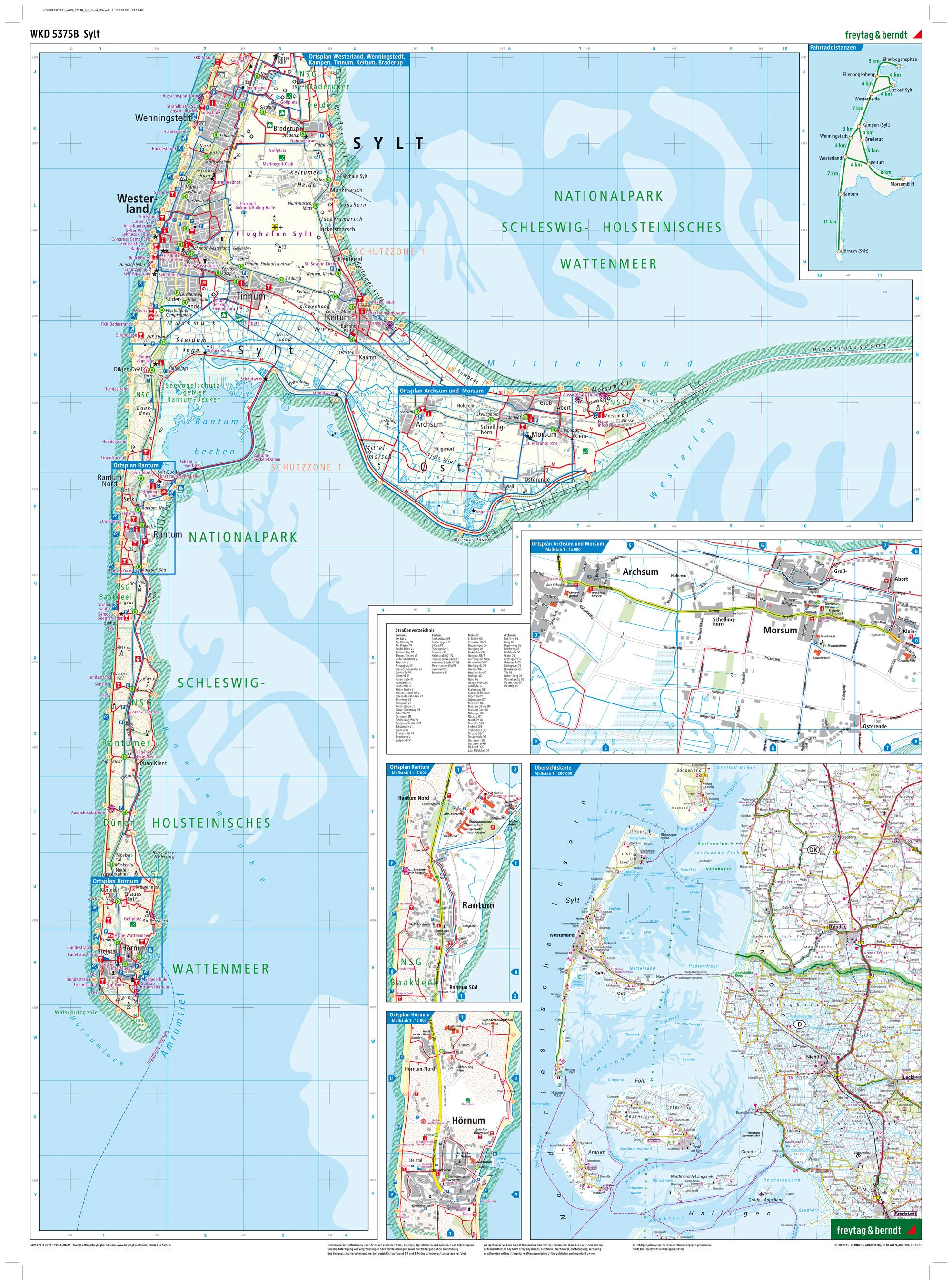 Beispielinhalt (Bild) Sylt, Wander-, Rad- und Freizeitkarte 1:35.000, freytag & berndt, WKD 3759B, mit Infoguide