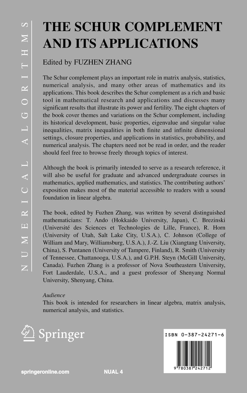 Rückseitencover The Schur Complement and Its Applications