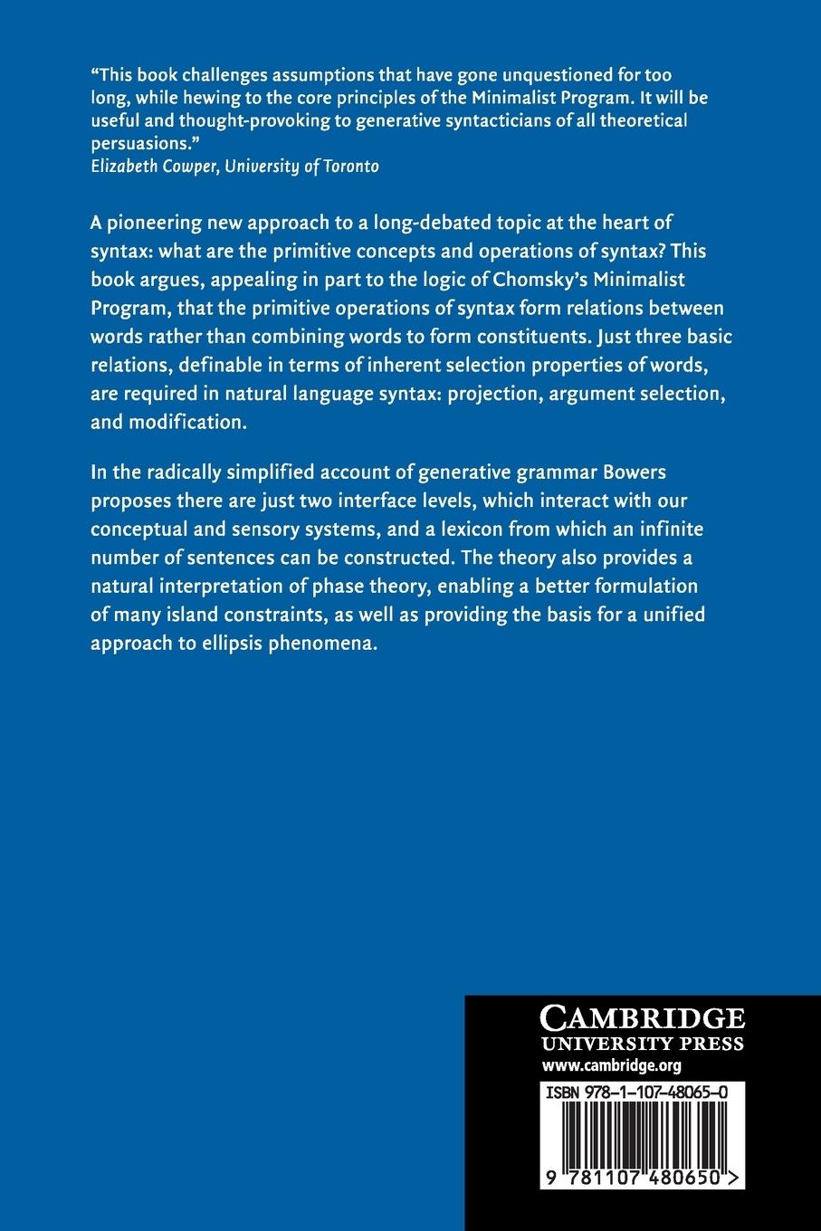 Rückseitencover Deriving Syntactic Relations