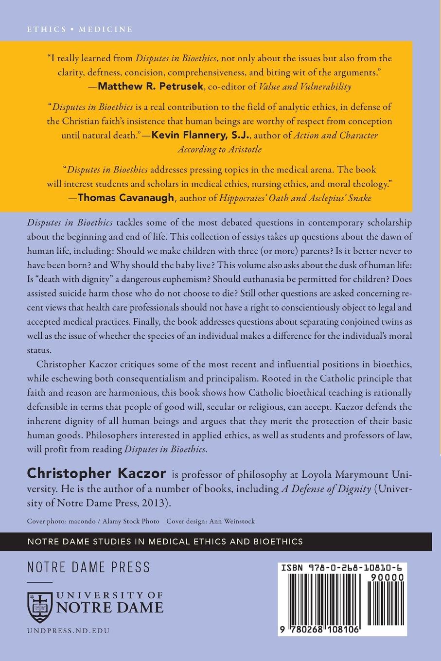 Rückseitencover Disputes in Bioethics