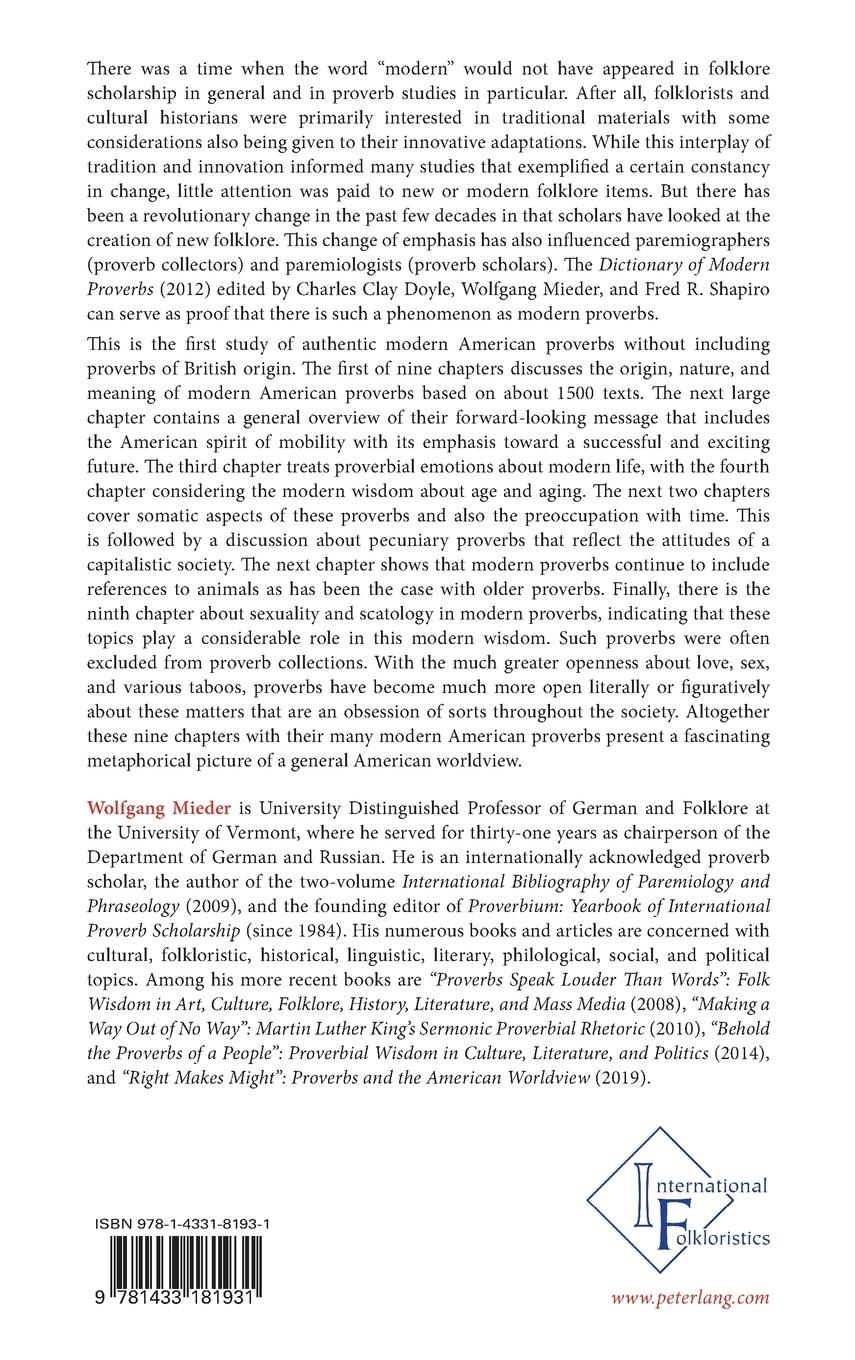 Rückseitencover The Worldview of Modern American Proverbs