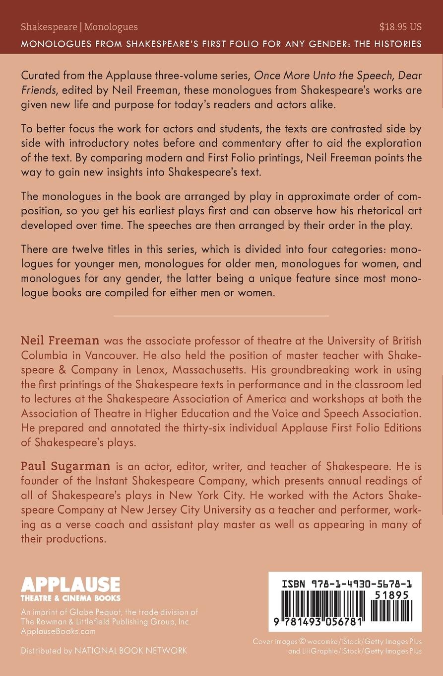 Rückseitencover Monologues from Shakespeare's First Folio for Any Gender