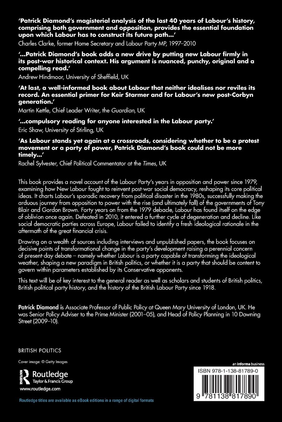 Rückseitencover The British Labour Party in Opposition and Power 1979-2019
