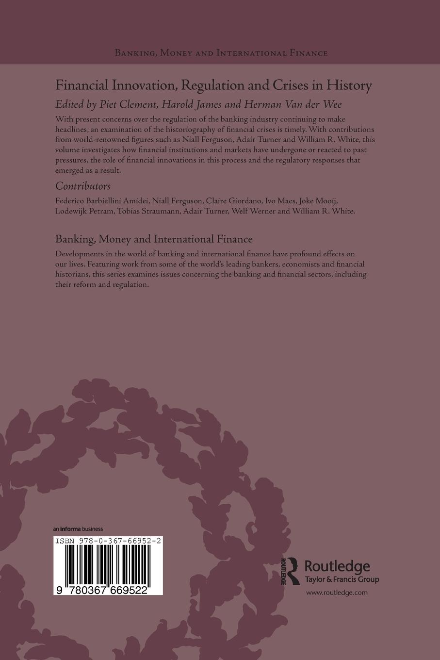 Rückseitencover Financial Innovation, Regulation and Crises in History