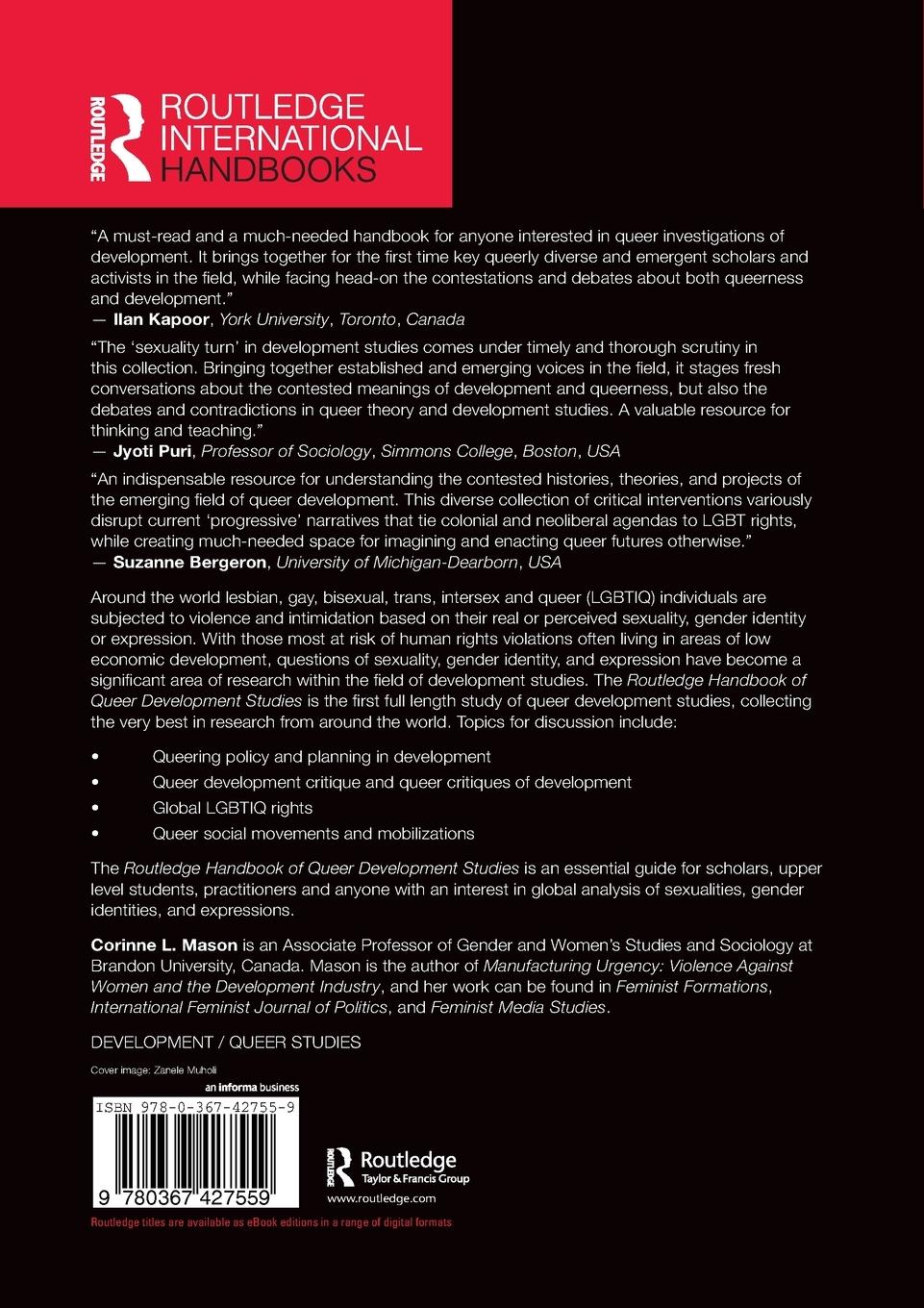 Rückseitencover Routledge Handbook of Queer Development Studies