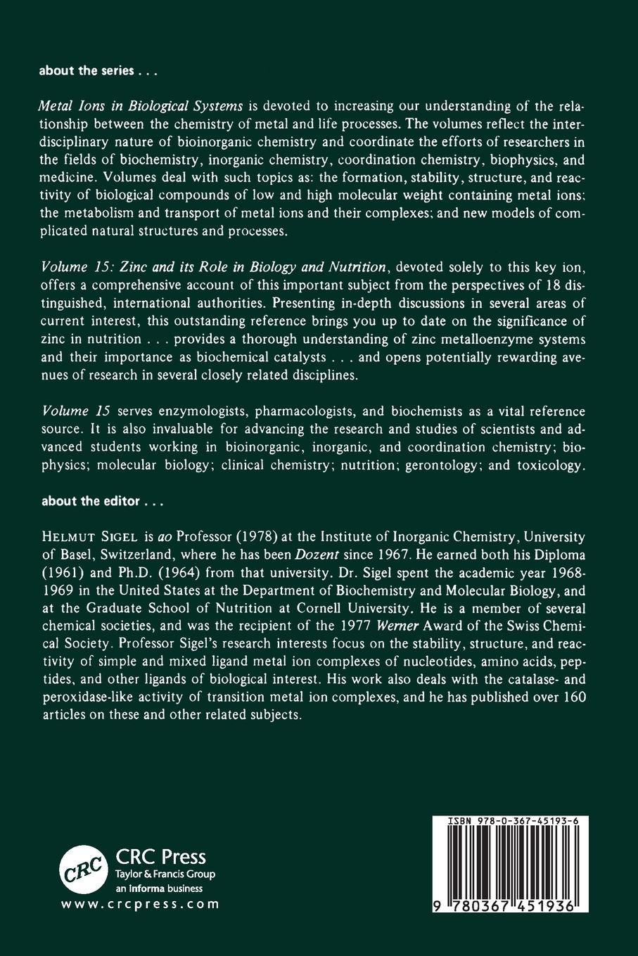 Rückseitencover Metal Ions in Biological Systems