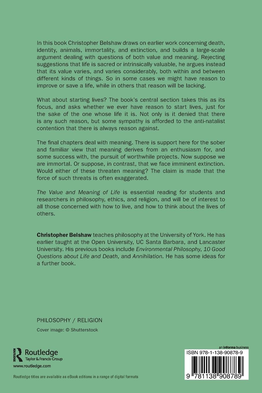 Rückseitencover The Value and Meaning of Life