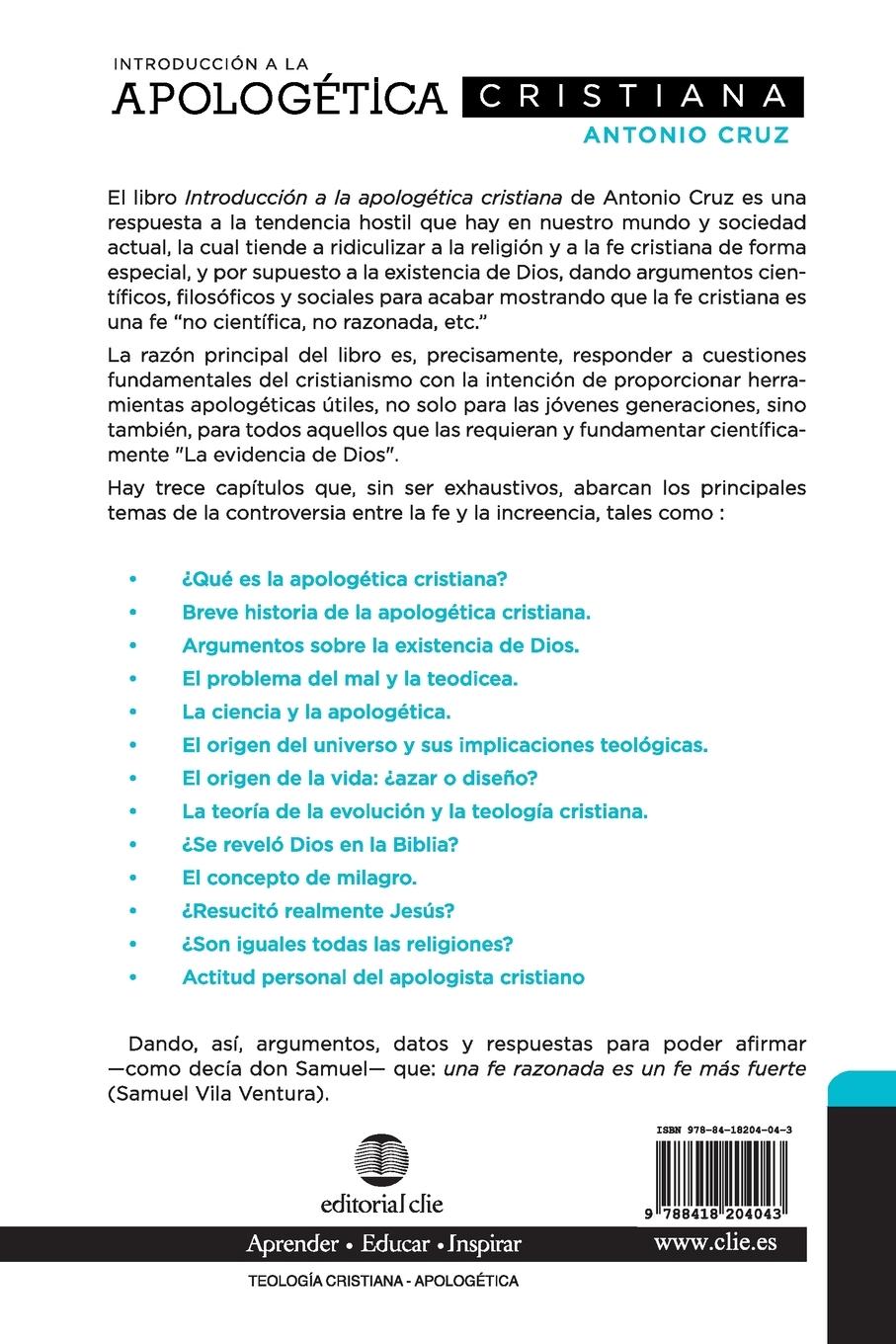 Rückseitencover Introducción a la Apologética Cristiana