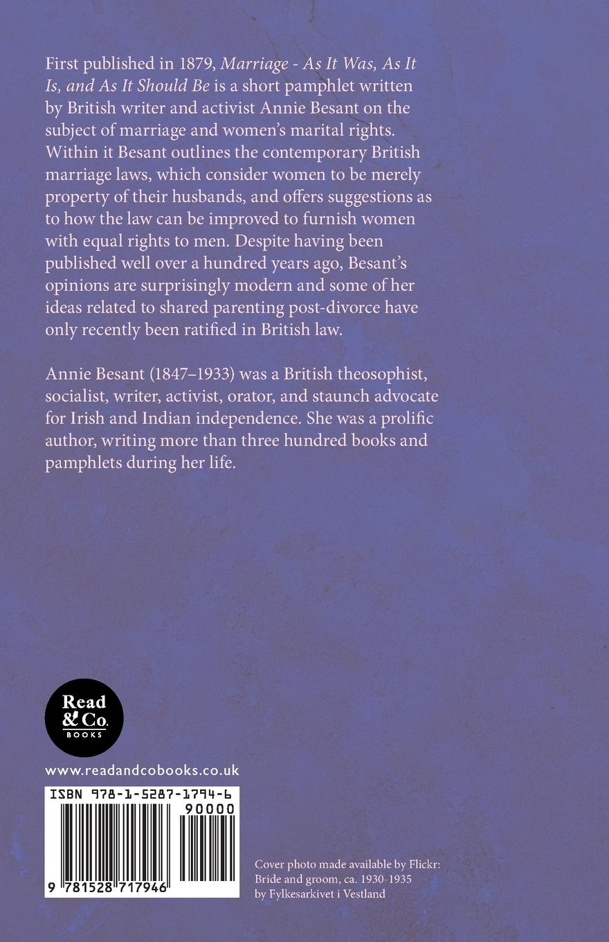 Rückseitencover Marriage - As It Was, As It Is, and As It Should Be