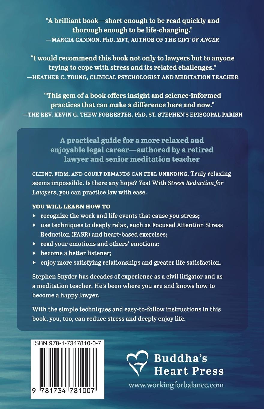 Rückseitencover Stress Reduction for Lawyers, Law Students, and Legal Professionals