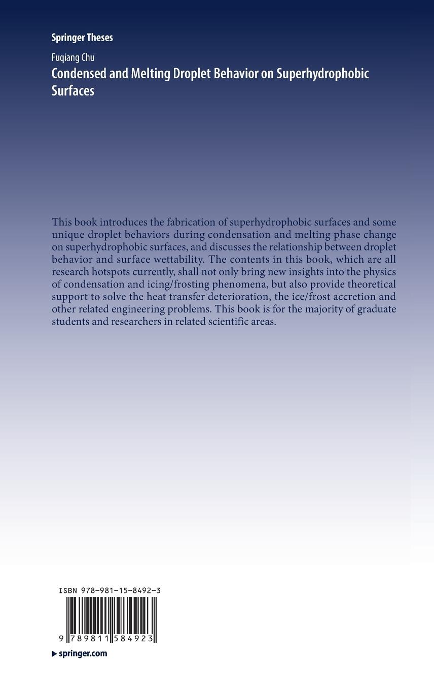 Rückseitencover Condensed and Melting Droplet Behavior on Superhydrophobic Surfaces