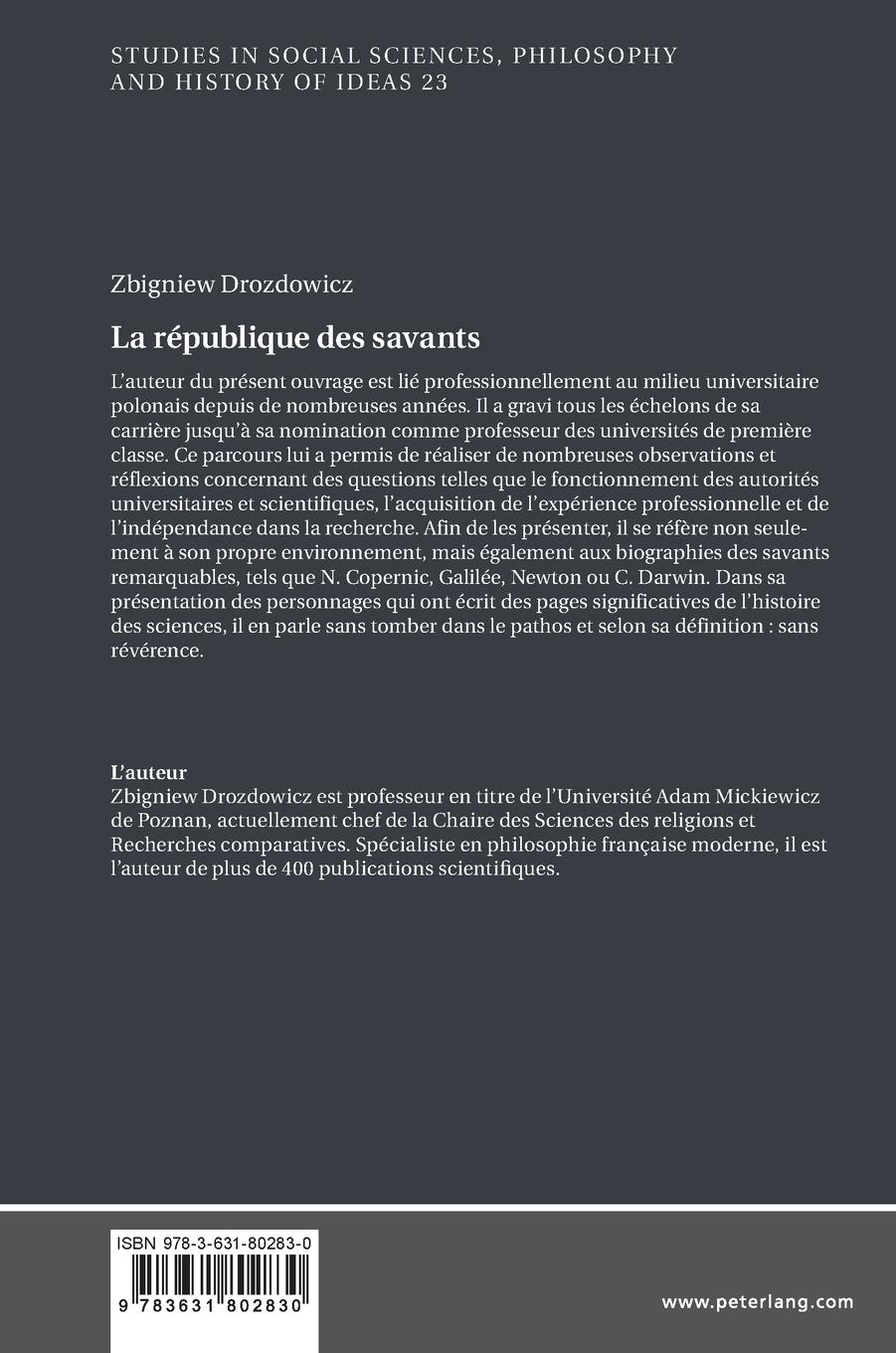 Rückseitencover La république des savants