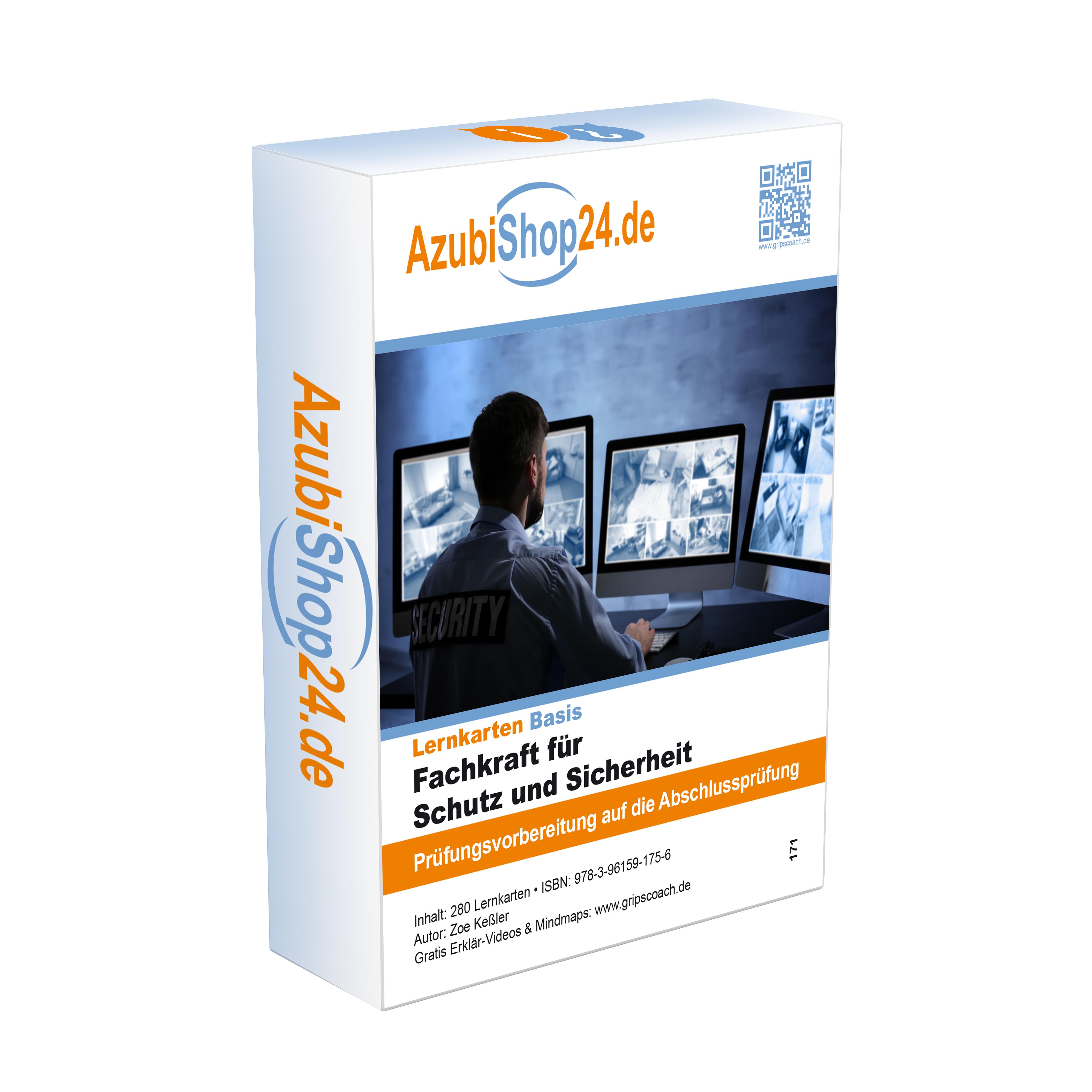 Vorderes Coverbild AzubiShop24.de Basis-Lernkarten Fachkraft für Schutz und Sicherheit Prüfung Prüfungsvorbereitung