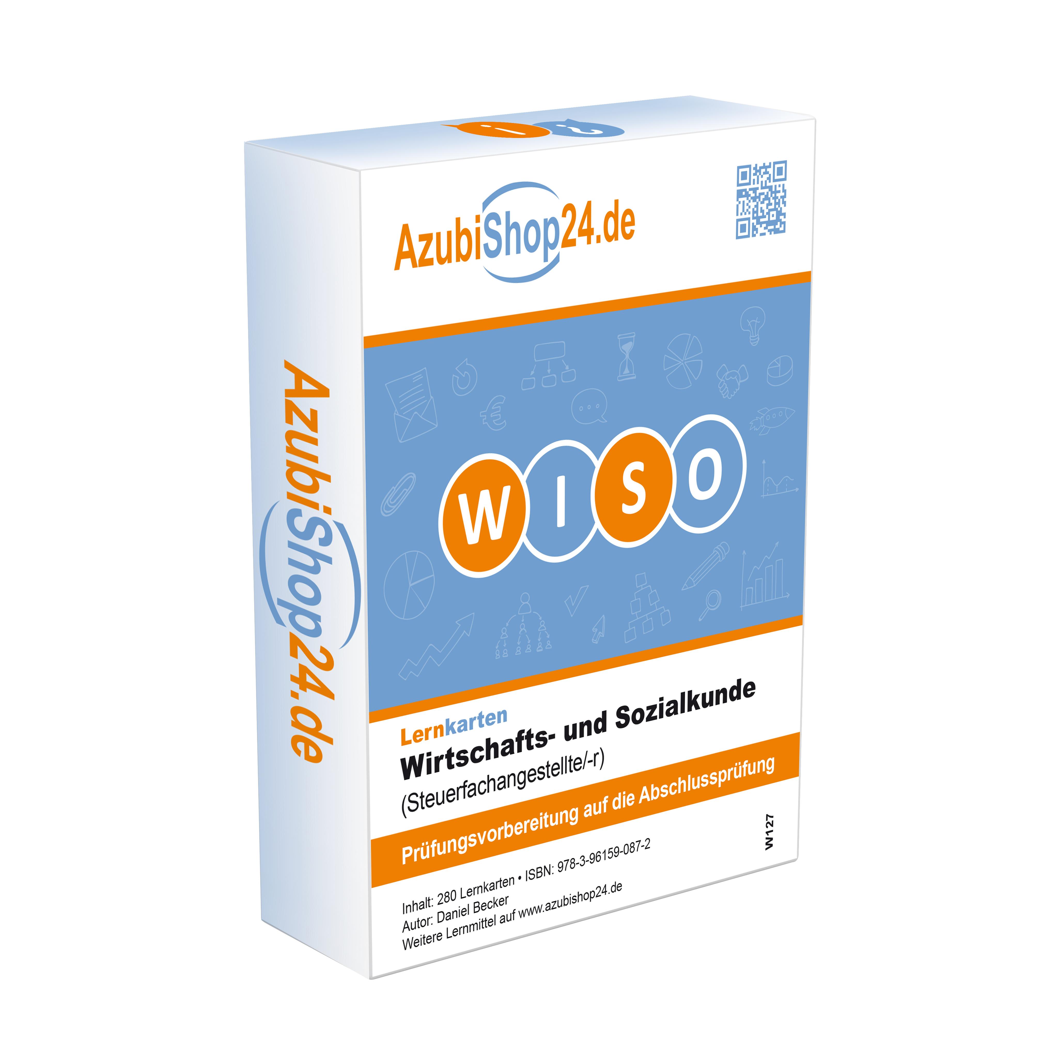 Vorderes Coverbild AzubiShop24.de Lernkarten Wirtschafts- und Sozialkunde (Steuerfachangestellte/r). Wiso Prüfungswissen