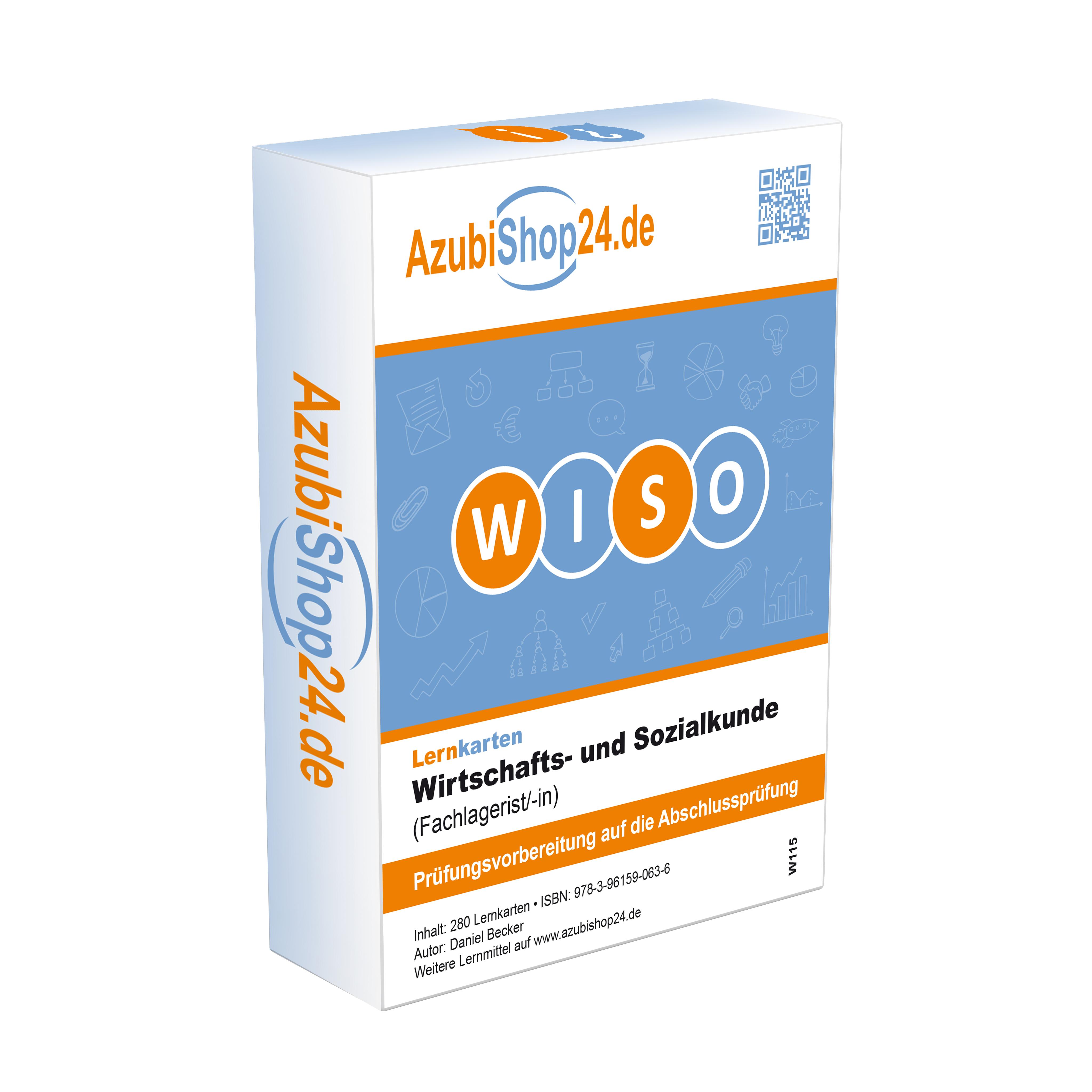 Vorderes Coverbild AzubiShop24.de Lernkarten Wirtschafts- und Sozialkunde (Fachlagerist/in) .Wiso Prüfungswissen