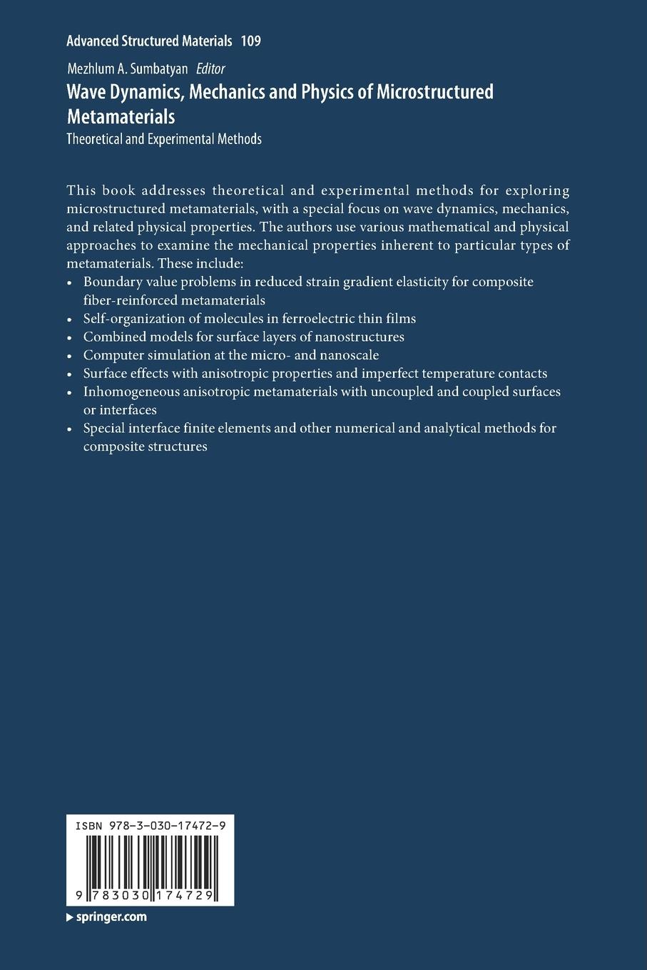Rückseitencover Wave Dynamics, Mechanics and Physics of Microstructured Metamaterials