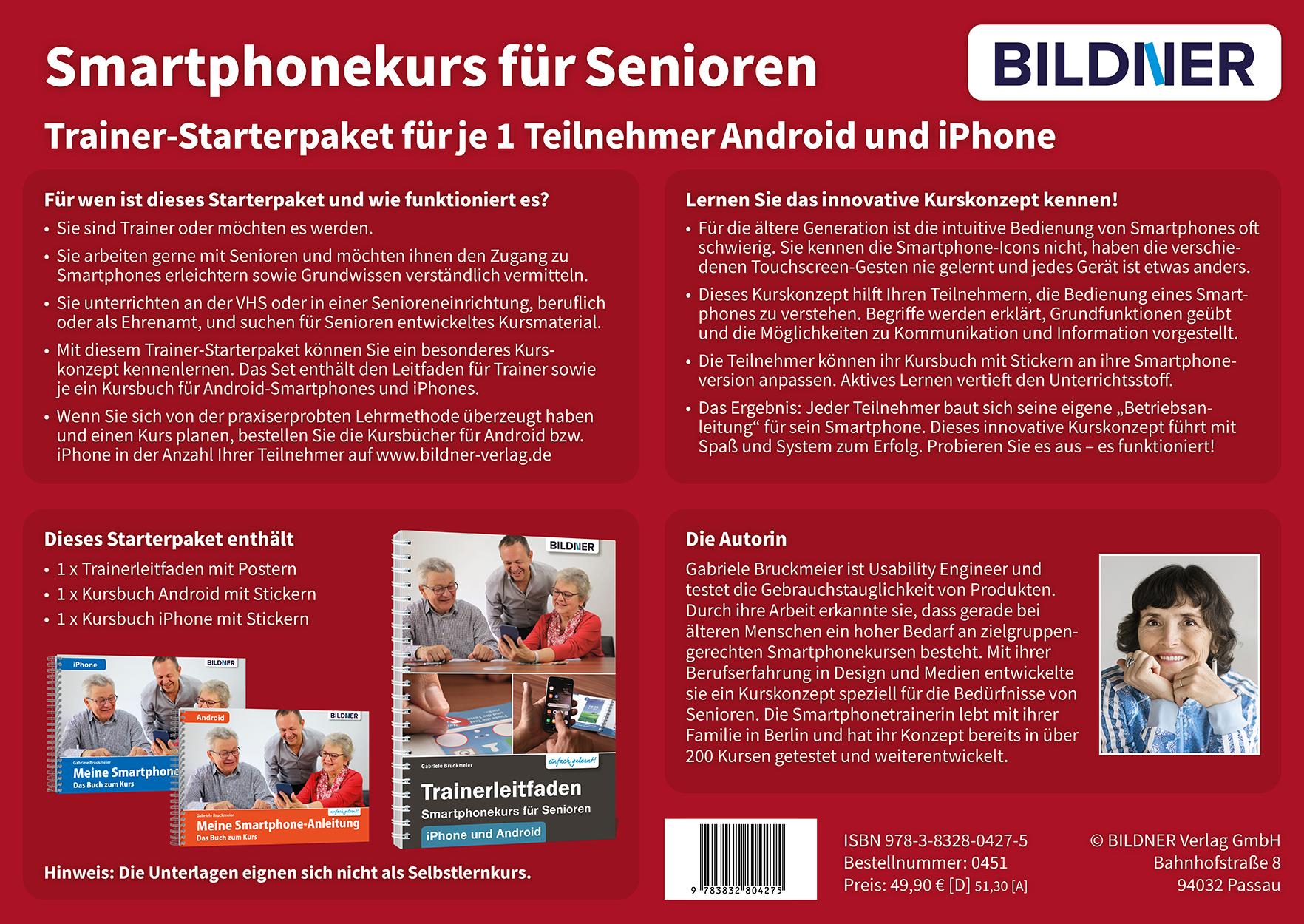 Rückseitencover Smartphonekurs für Senioren - Trainer-Starterpaket für Android und iOS