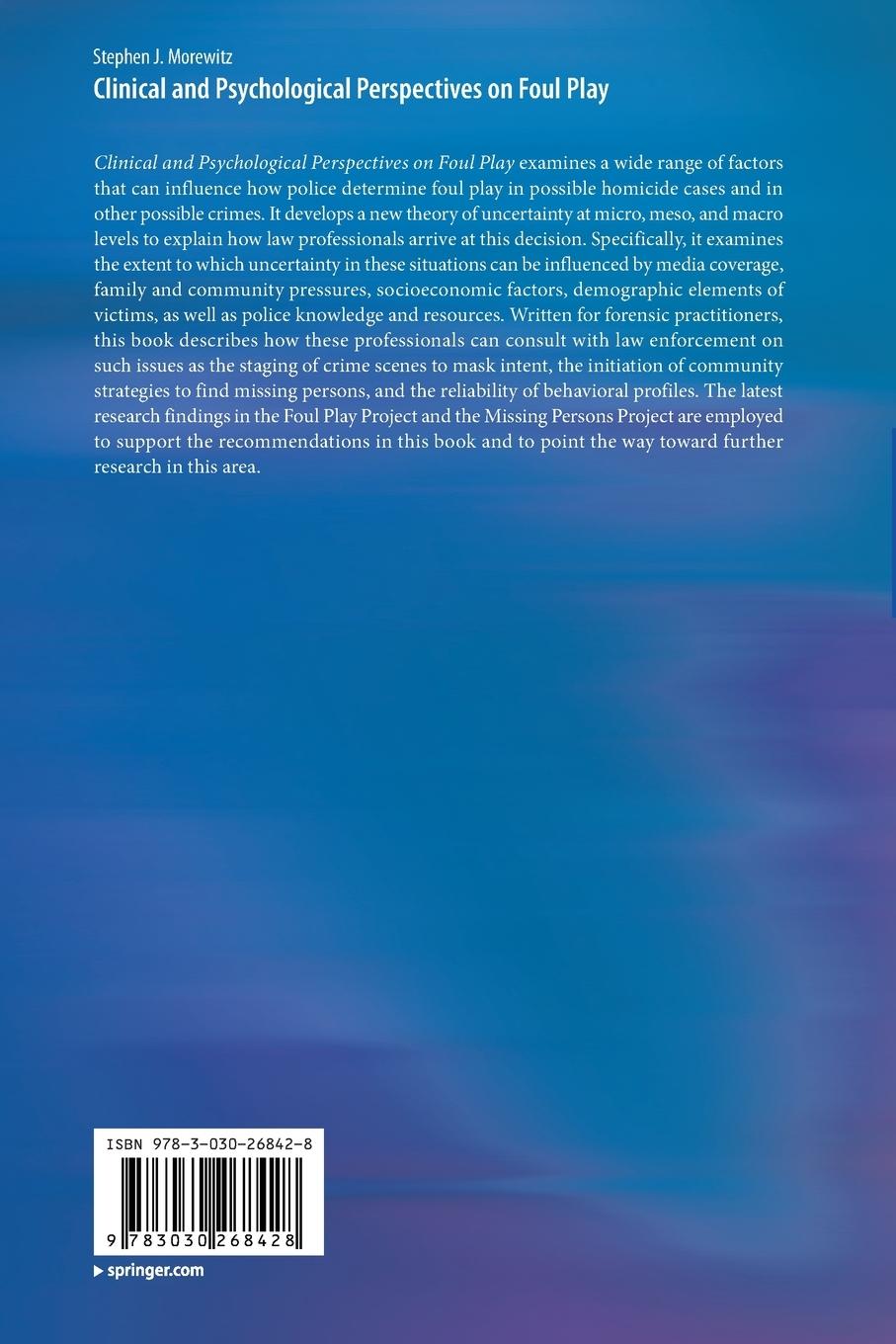 Rückseitencover Clinical and Psychological Perspectives on Foul Play