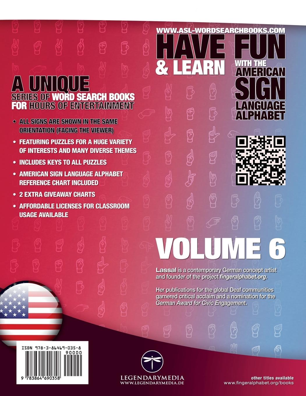 Rückseitencover 108 Word Search Puzzles with the American Sign Language Alphabet, Volume 06