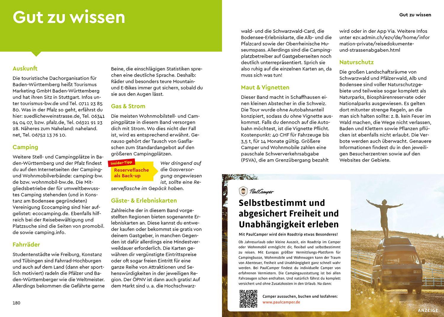 Beispielinhalt (Bild) MARCO POLO Camper Guide Baden-Württemberg & Pfalz