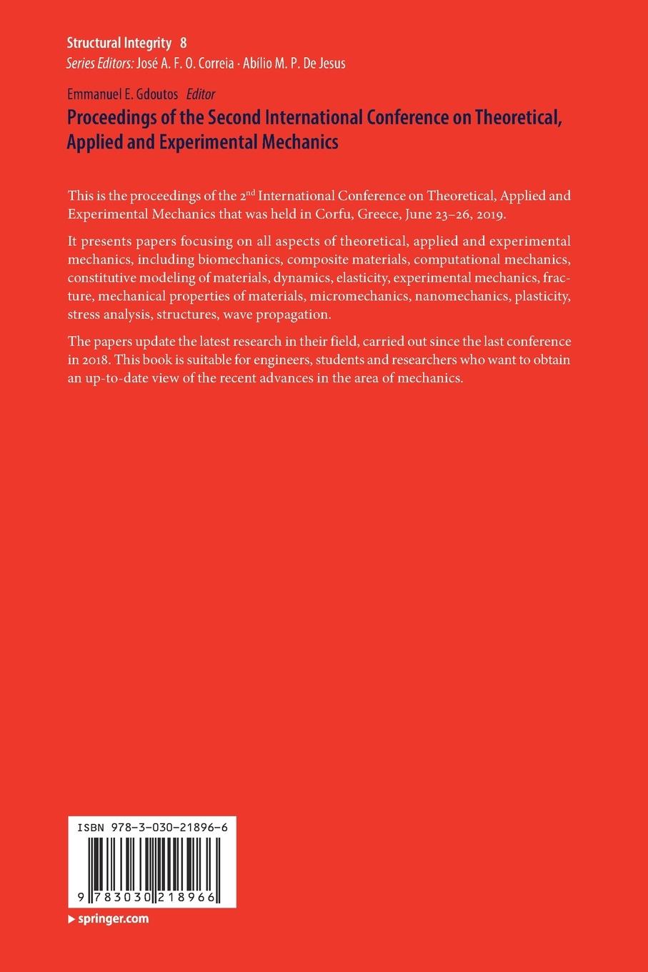 Rückseitencover Proceedings of the Second International Conference on Theoretical, Applied and Experimental Mechanics