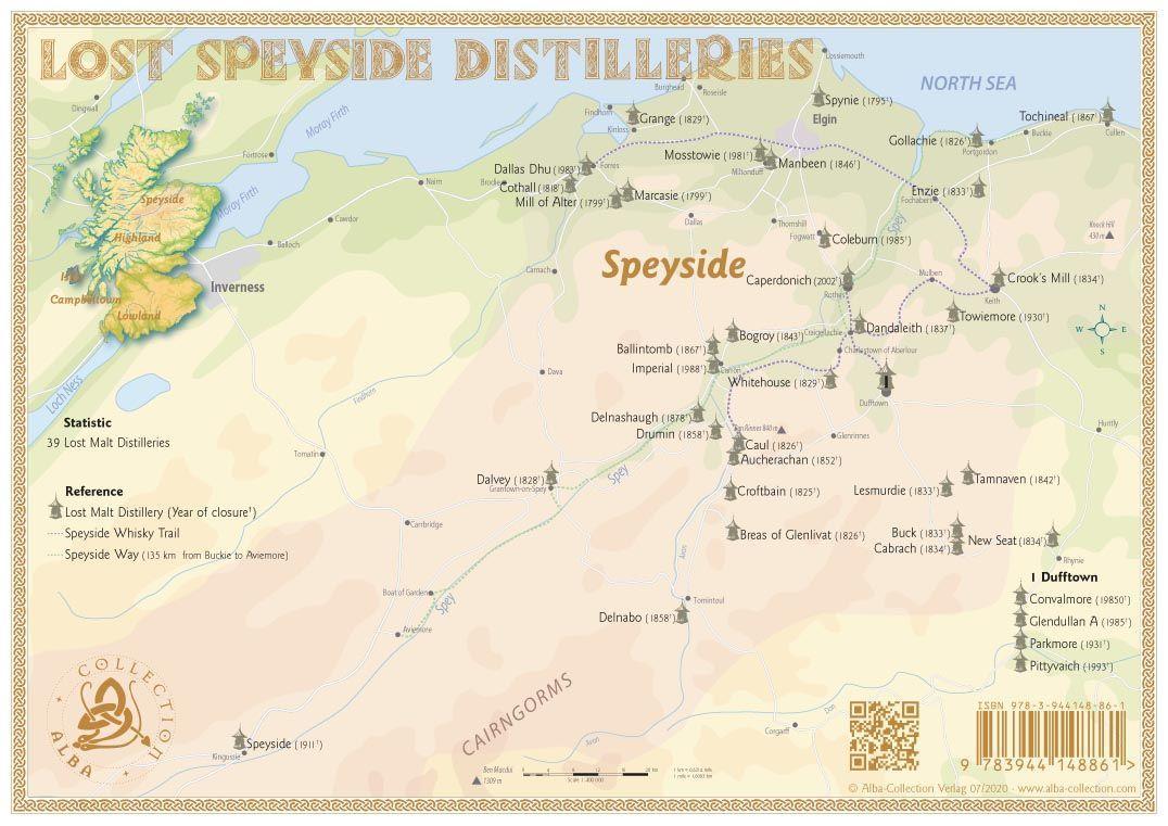 Beispielinhalt (Bild) Whisky Distilleries Speyside - Tasting Map