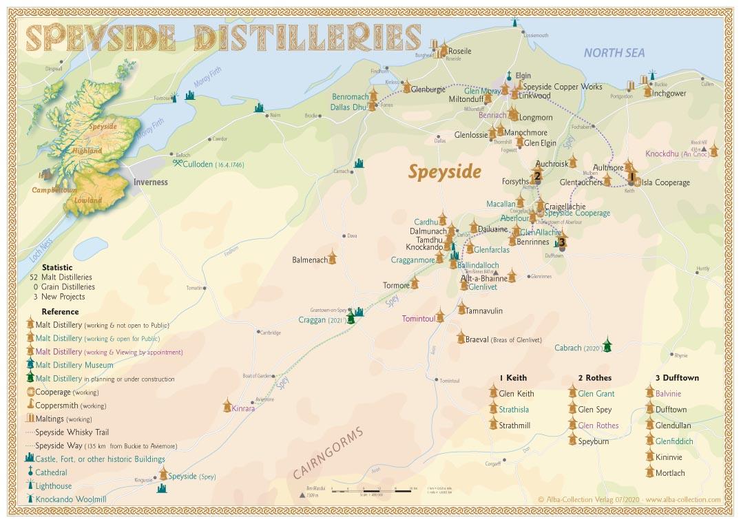 Vorderes Coverbild Whisky Distilleries Speyside - Tasting Map