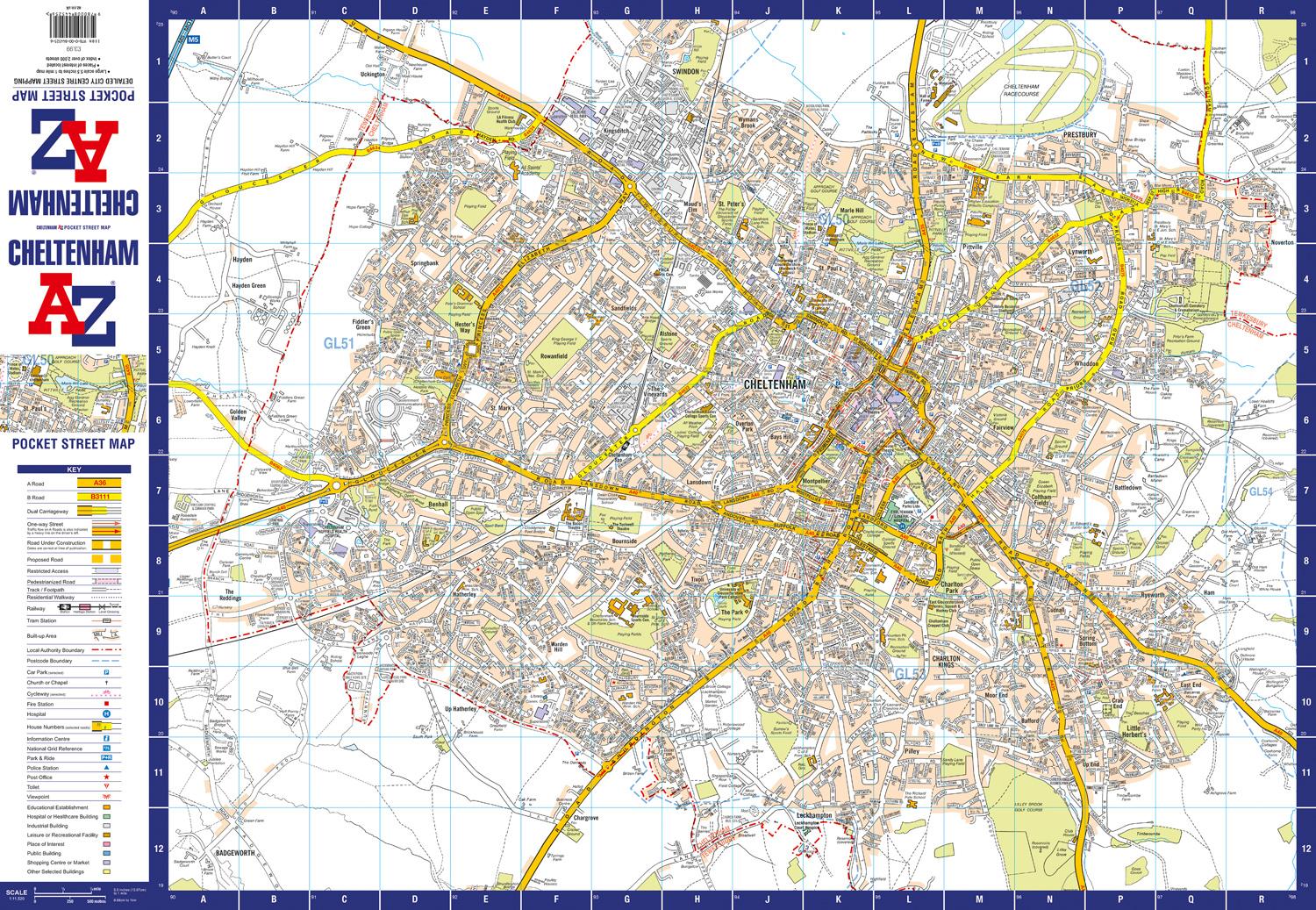 Beispielinhalt (Bild) Cheltenham A-Z Pocket Street Map