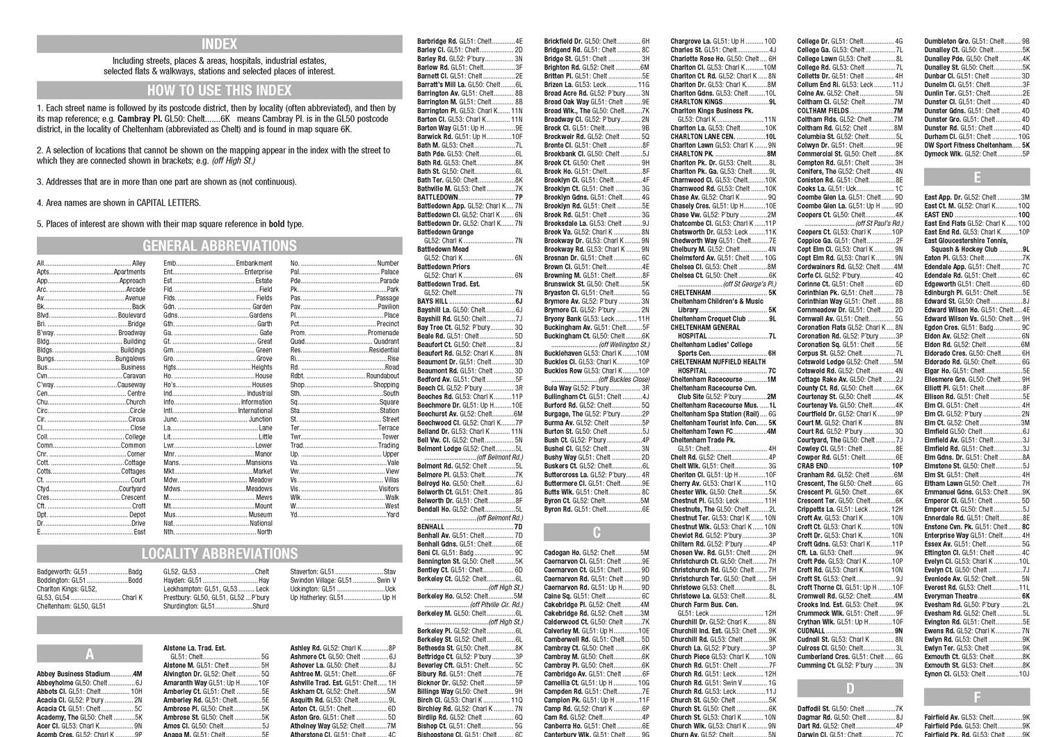 Beispielinhalt (Bild) Cheltenham A-Z Pocket Street Map
