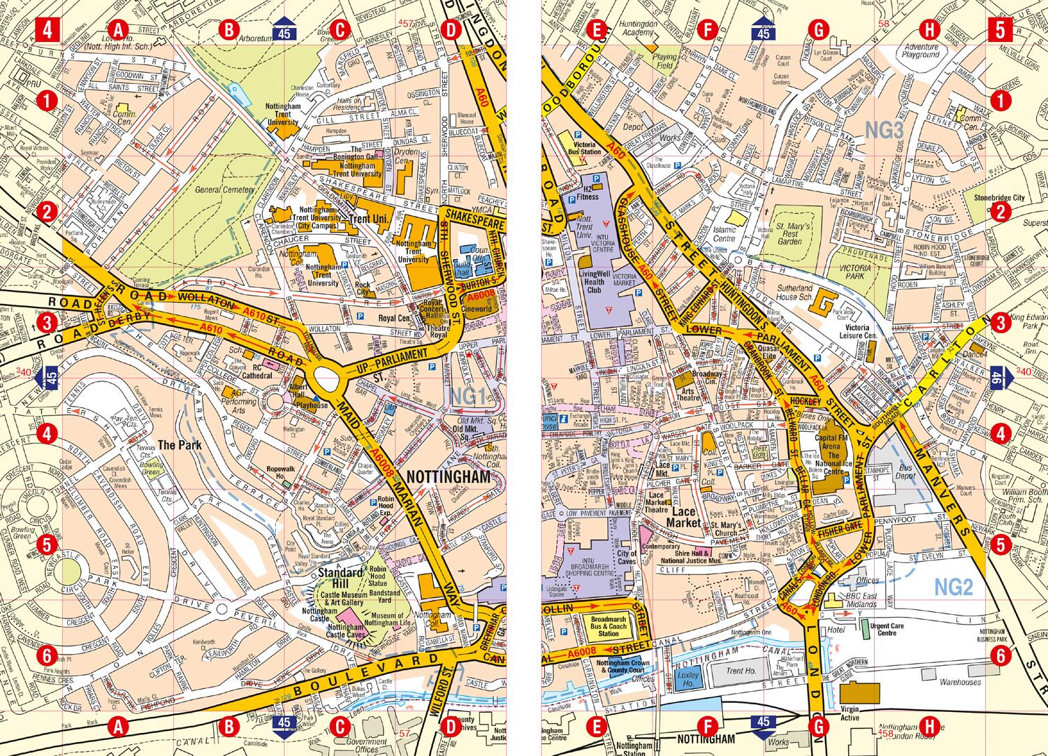 Beispielinhalt (Bild) Nottingham A-Z Street Atlas