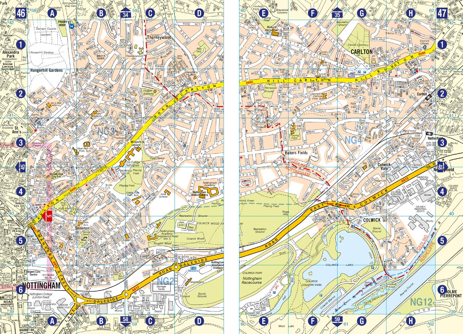 Beispielinhalt (Bild) Nottingham A-Z Street Atlas