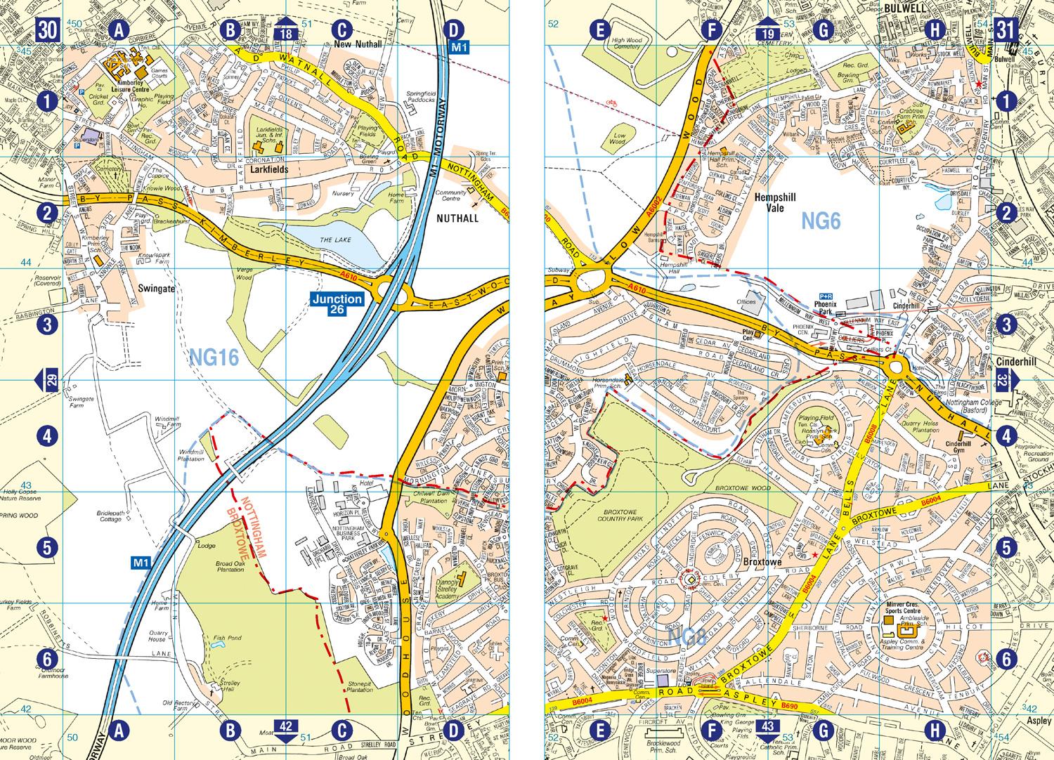 Beispielinhalt (Bild) Nottingham A-Z Street Atlas