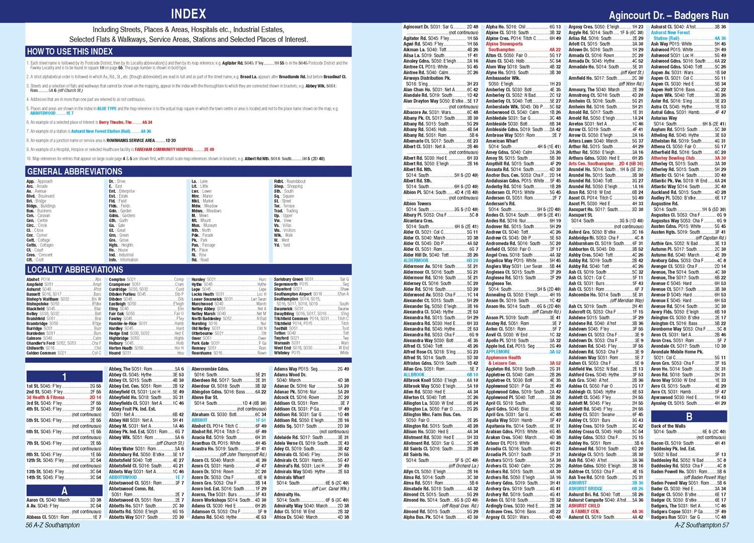 Beispielinhalt (Bild) Southampton A-Z Street Atlas