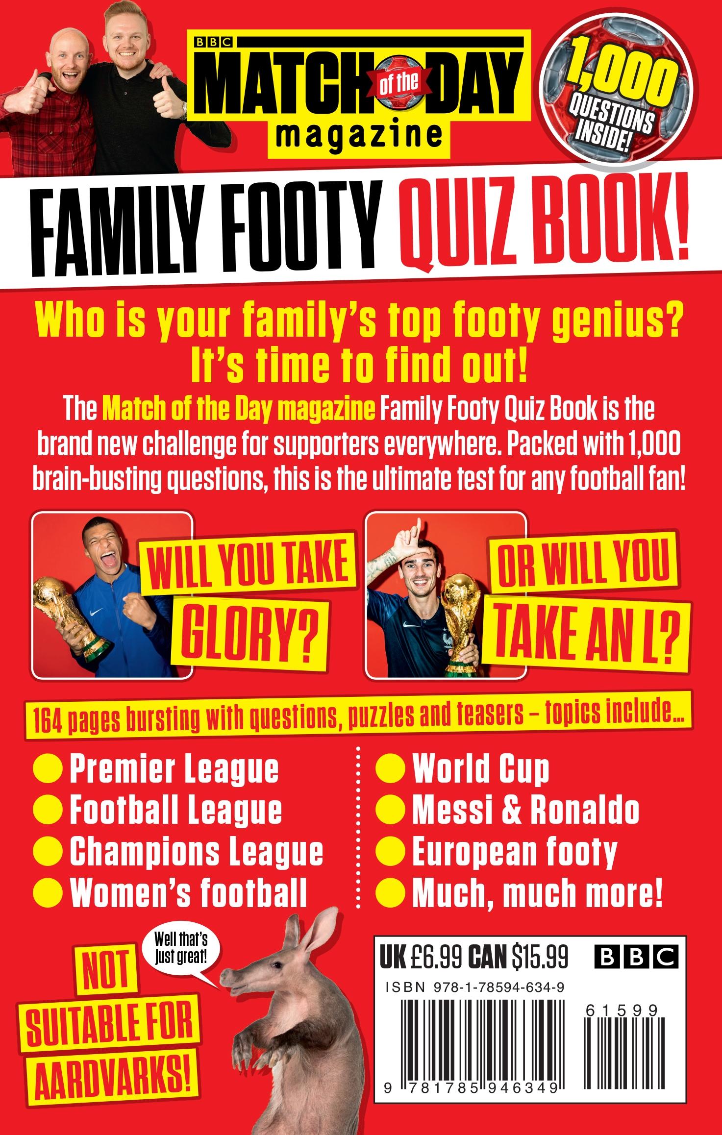 Rückseitencover Match of the Day Family Footy Quiz Book