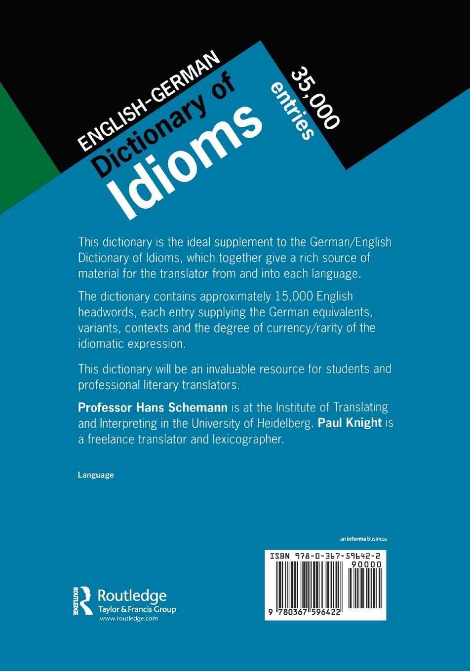 Rückseitencover English/German Dictionary of Idioms