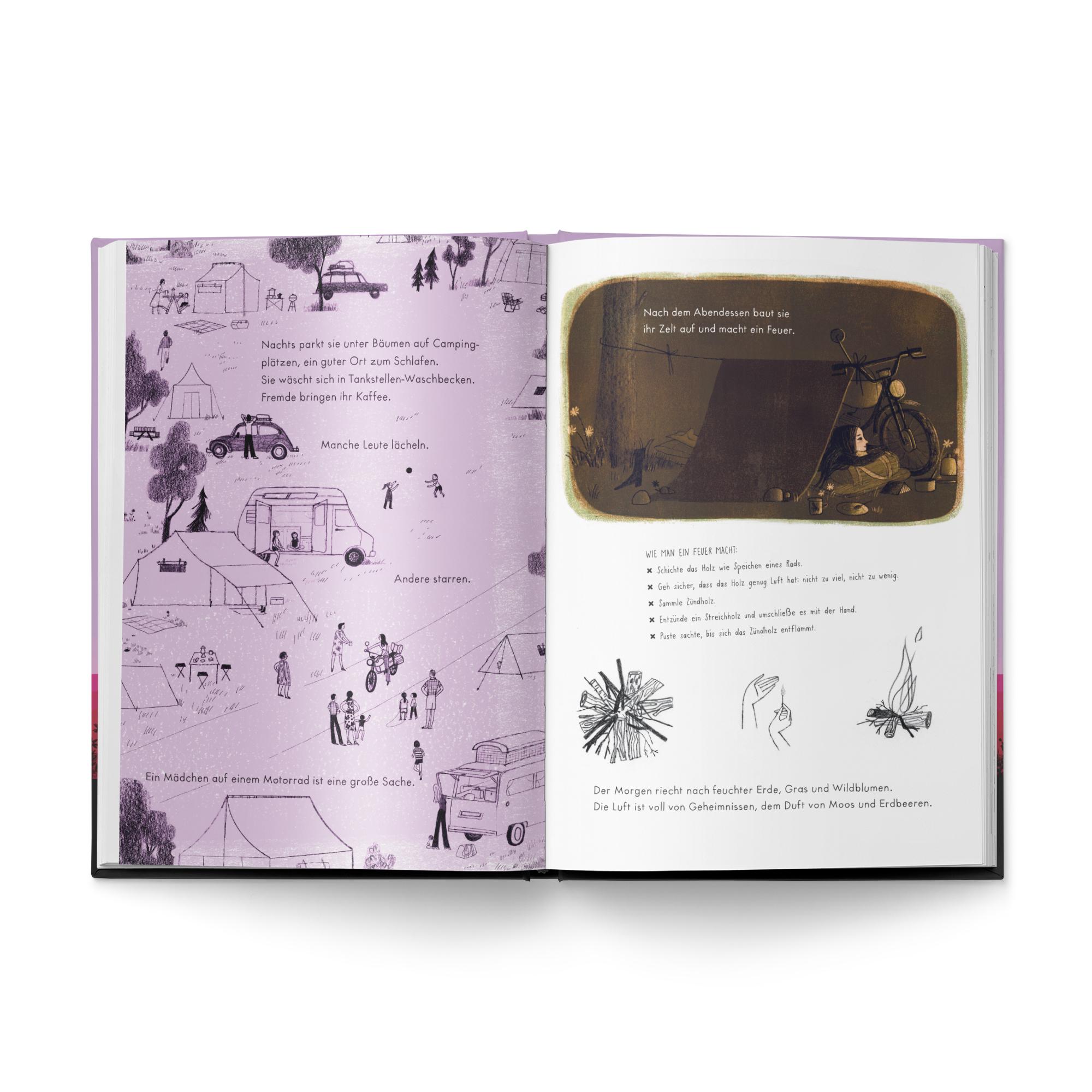 Beispielinhalt (Bild) Das Mädchen auf dem Motorrad