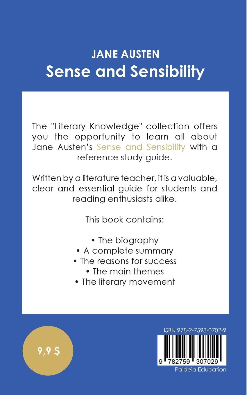 Rückseitencover Study guide Sense and Sensibility by Jane Austen (in-depth literary analysis and complete summary)