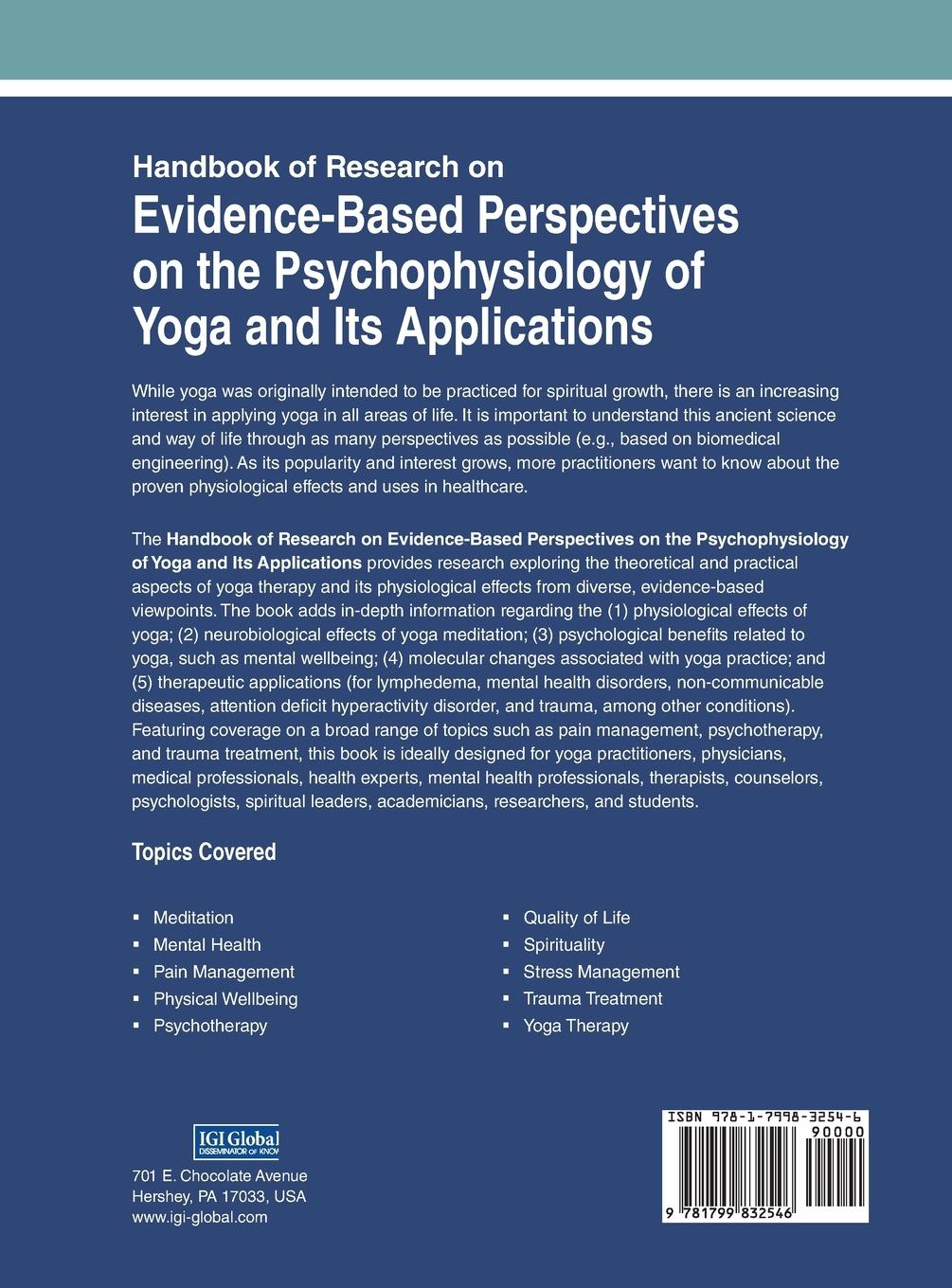 Rückseitencover Handbook of Research on Evidence-Based Perspectives on the Psychophysiology of Yoga and Its Applications