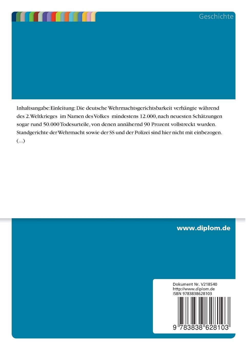 Rückseitencover Die Radikalisierung der Militärjustiz im "Dritten Reich"