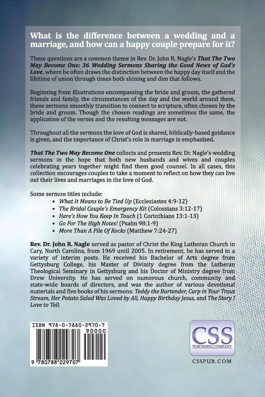 Rückseitencover That The Two May Become One