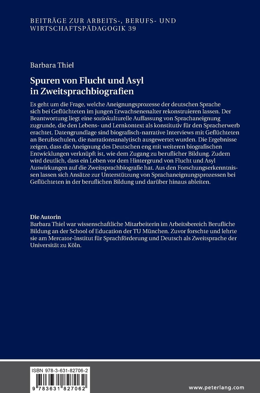Rückseitencover Spuren von Flucht und Asyl in Zweitsprachbiografien