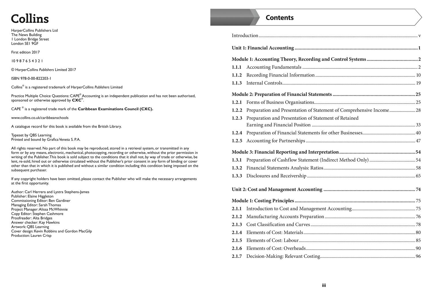 Beispielinhalt (Bild) Collins Cape Accounting - Cape Accounting Multiple Choice Practice