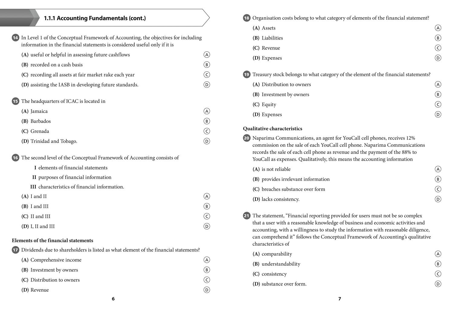 Beispielinhalt (Bild) Collins Cape Accounting - Cape Accounting Multiple Choice Practice