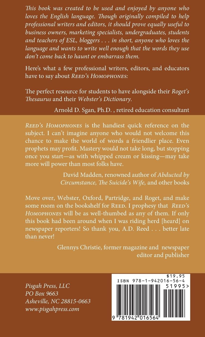 Rückseitencover Reed's Homophones