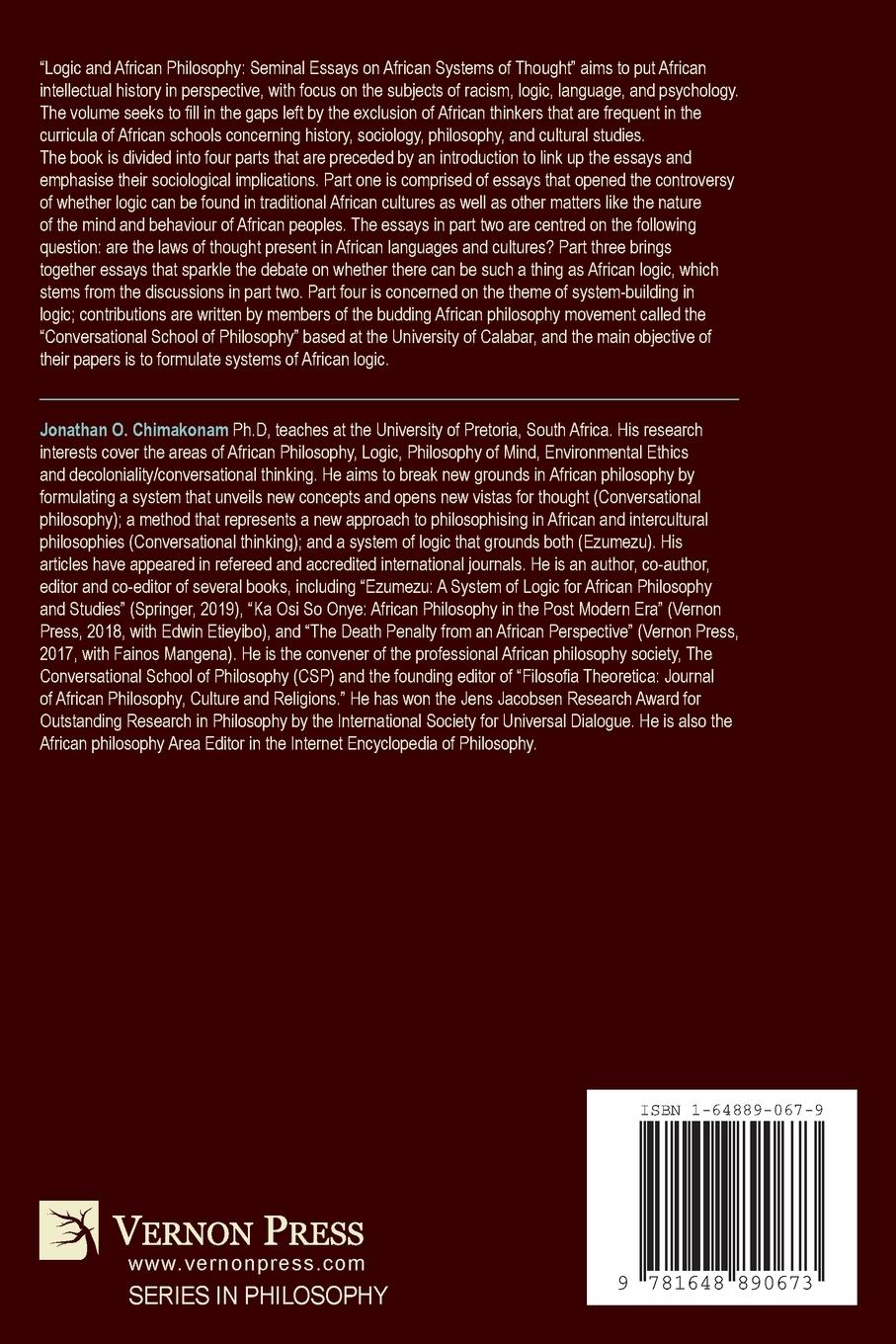 Rückseitencover Logic and African Philosophy