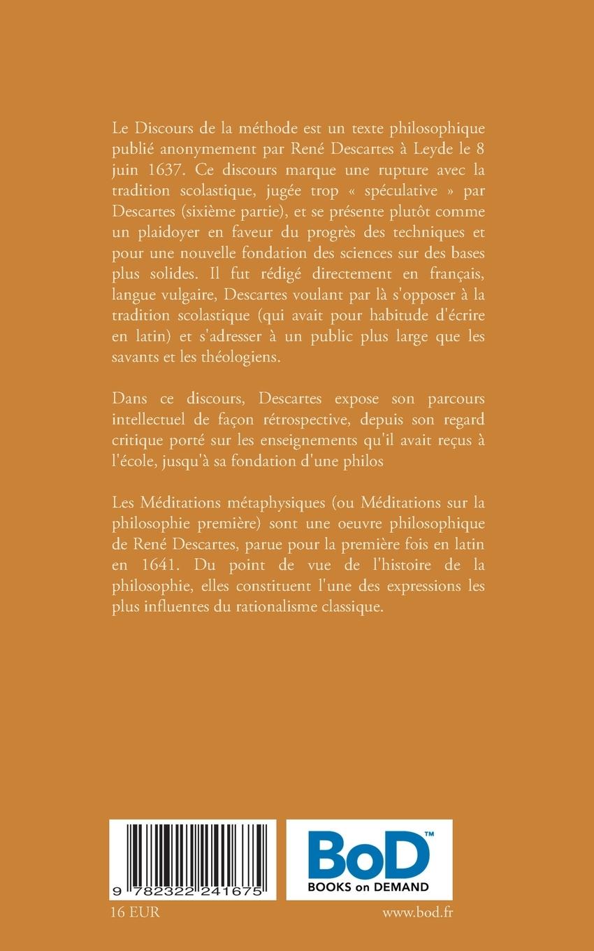 Rückseitencover Discours de la méthode - Méditations métaphysiques